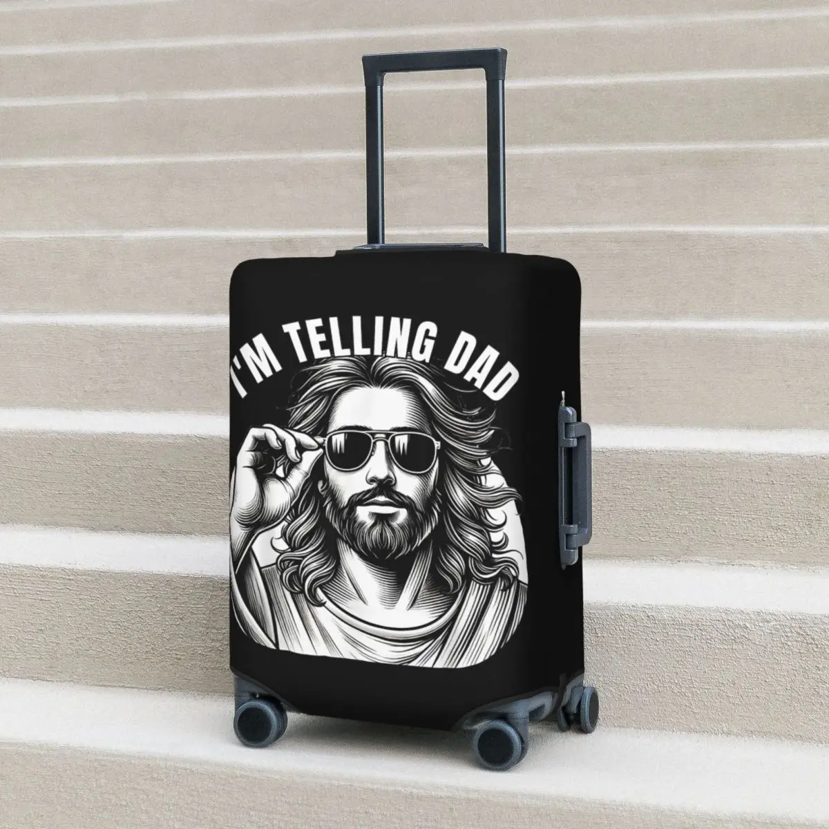 

Funny Jesus Meme I'm Telling Dad Jesus Christian Suitcase Cover Strectch Travel Protection Luggage Case Flight