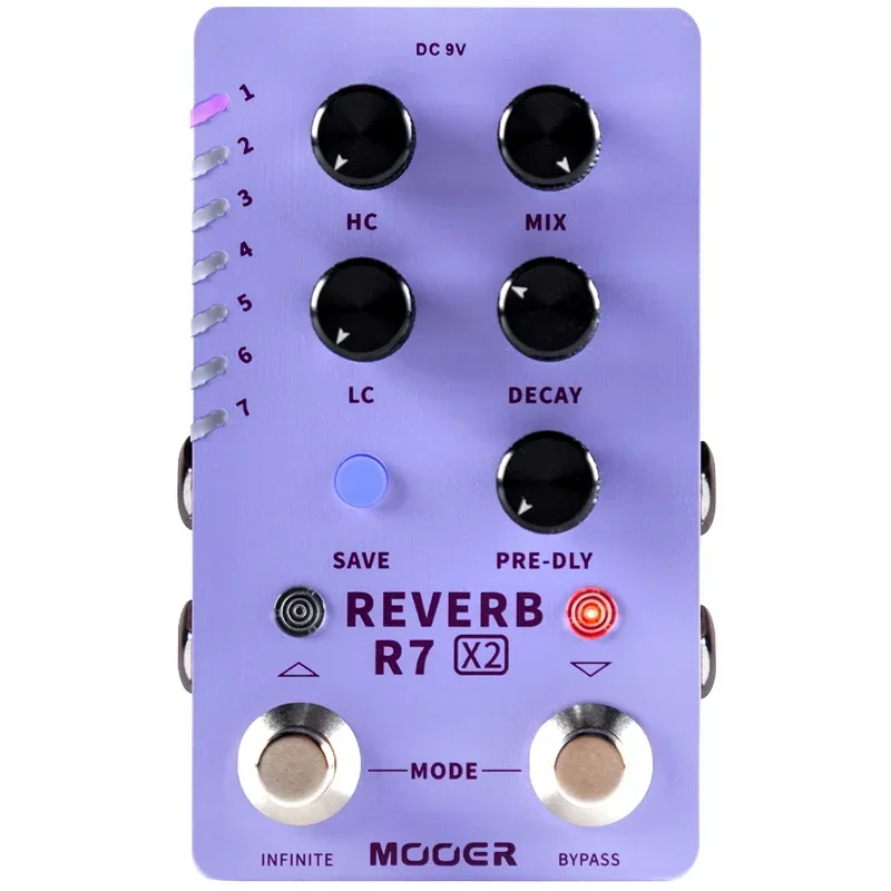 MOOER R7 Reverb X2 Guitar Effect Pedal Stereo Reverb Effector with 14 Built-in Different Reverbs Pedal Guitarra Accessories