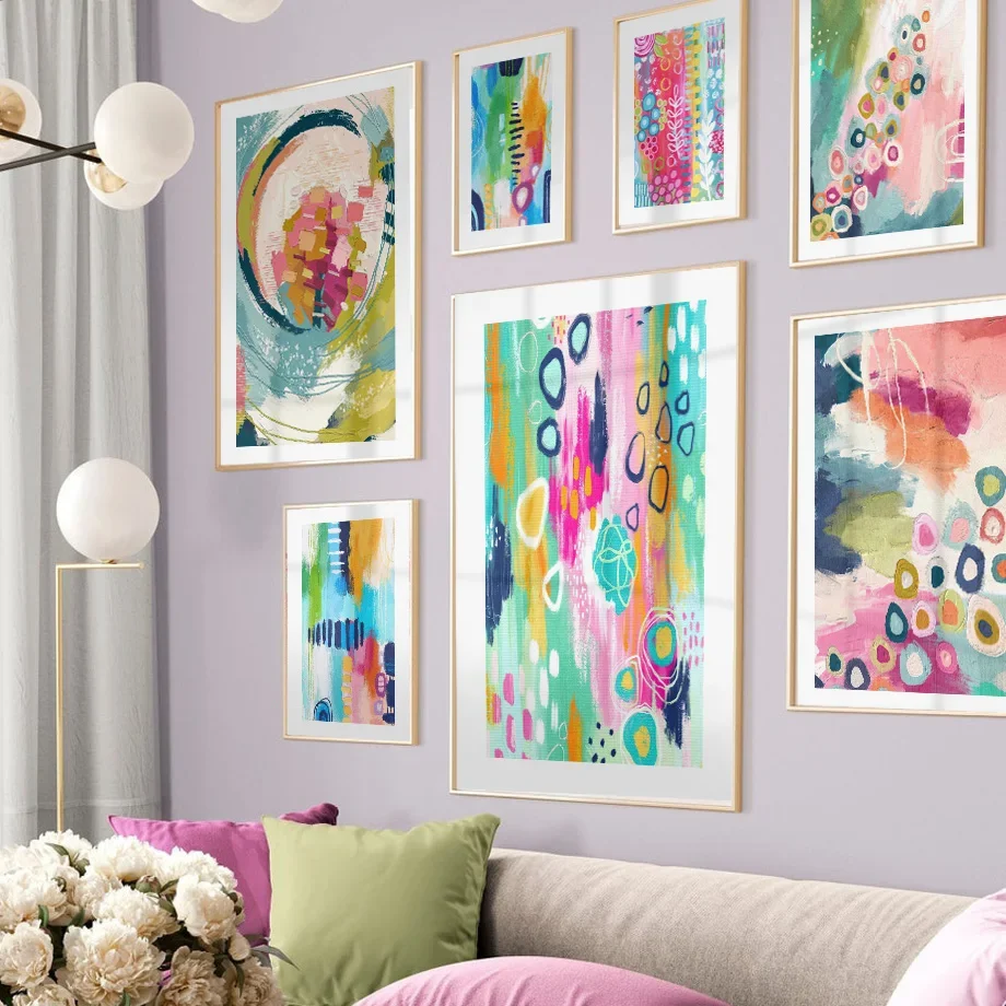 

Posters Prints Colorful Abstract Canvas Painting Geometric Wall Art Pictures For Living Room Girl Nursery Kids Home Decor