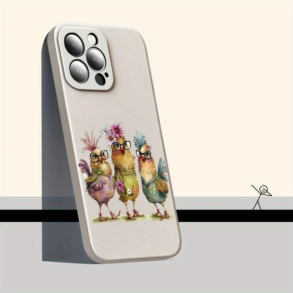 Guscio morbido premium con motivo famiglia di polli creativi alla moda per iPhone16 15 14 13 12Promax