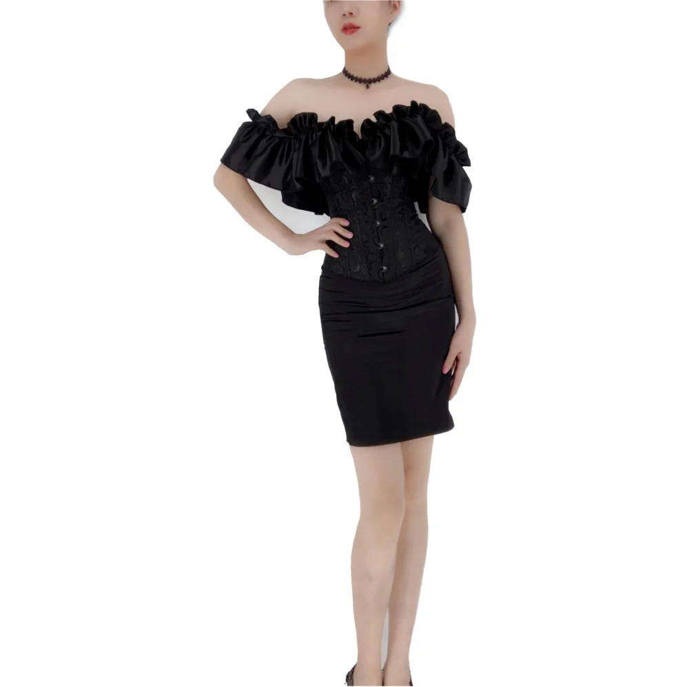 할로윈 파티를위한 꽃 본드 Bustier 섹시한 몸통 란제리 레이싱 슬리브와 여성 코르셋 탑