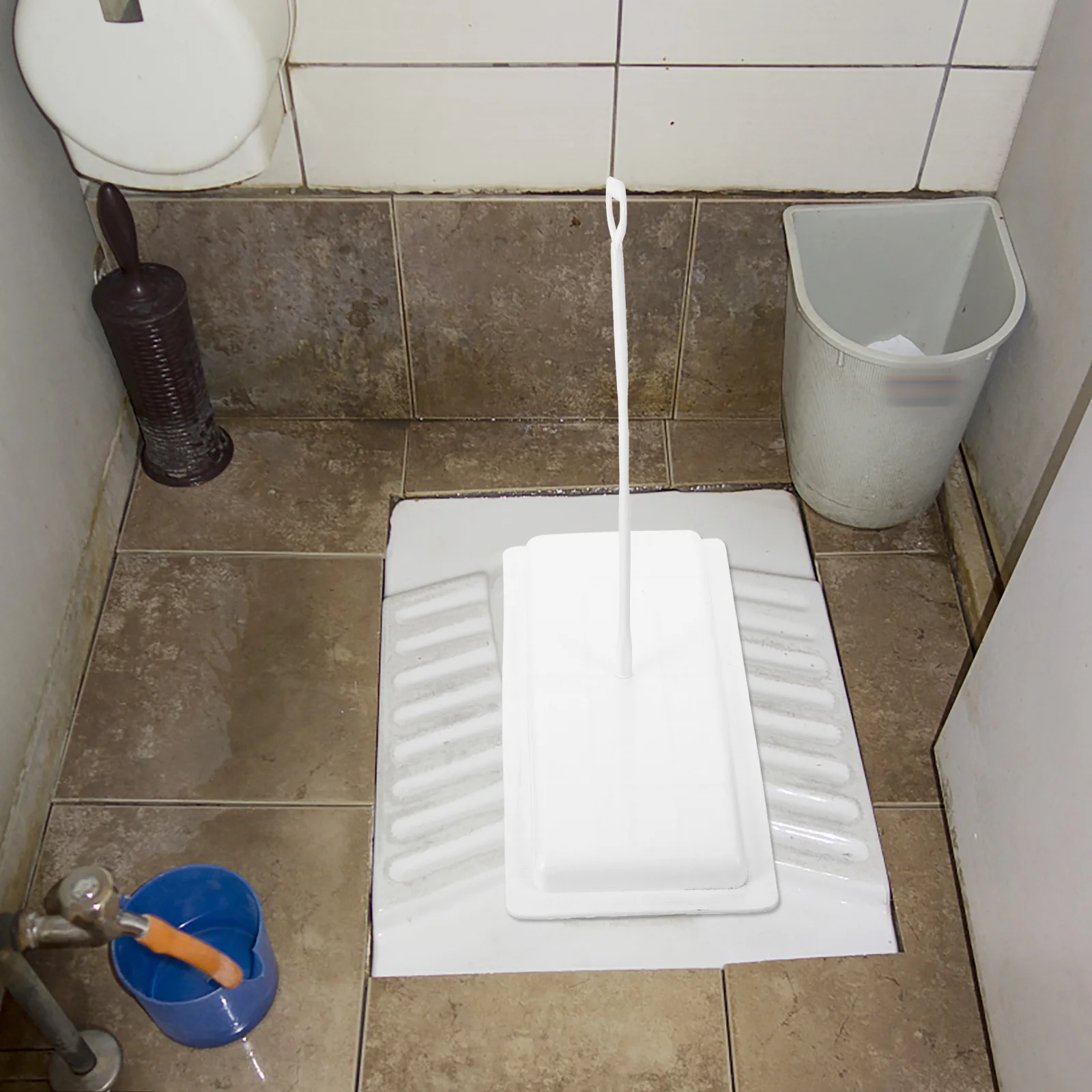 

Squat Toilet Lid Cover Plastic Sturdy Deodorizer Bathroom Toilet Accessory Squatting Pan Lid Odor Resistant Easy Install Handle