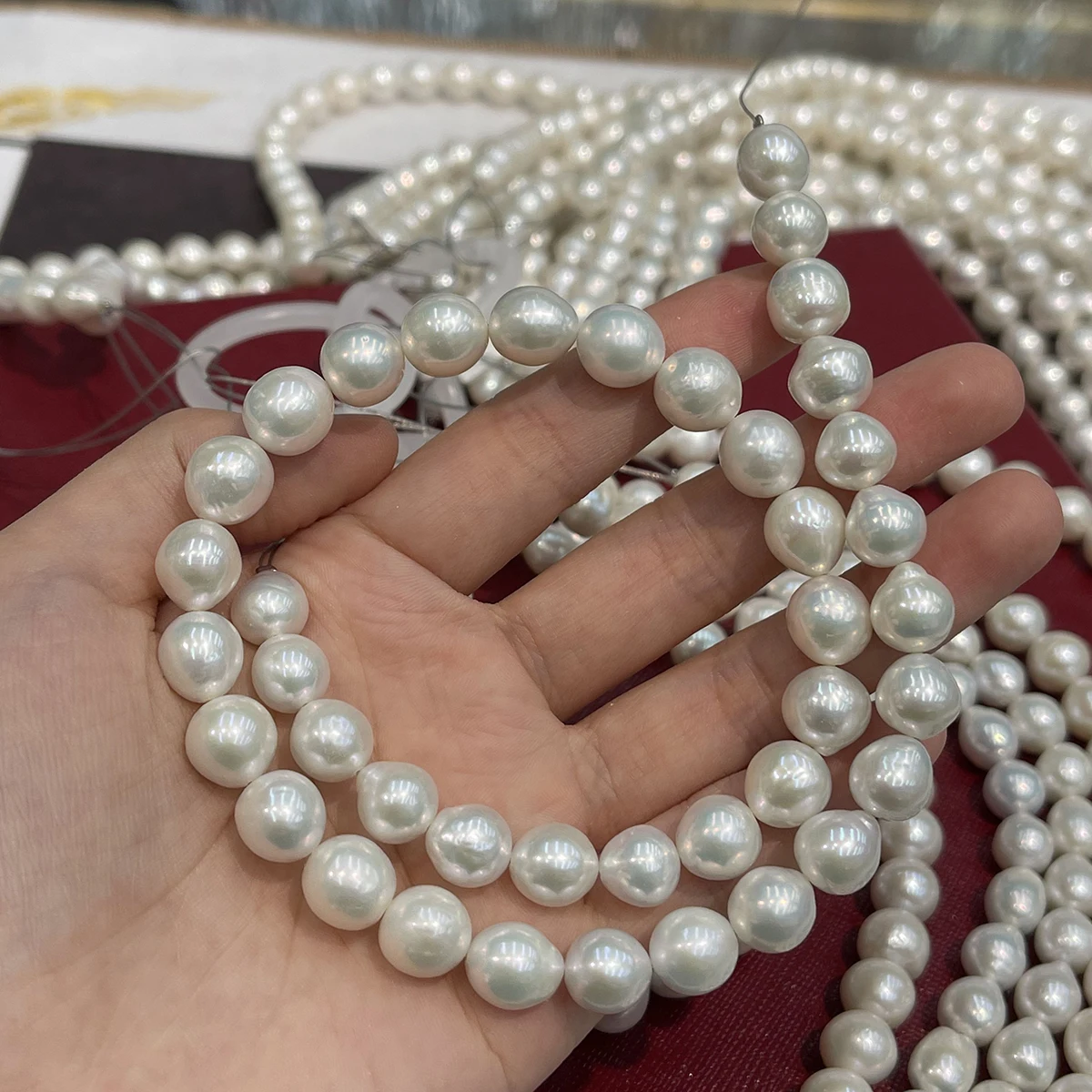 9‑11mm Near Round White Pearl Beads Natural Freshwater Pearls Beads for DIY Necklace Handmade Jewelry Craft Making Women Gift