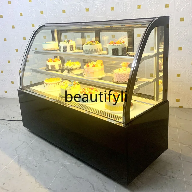 

Curved Cake Cabinet Commercial Sushi Mousse Bread Fresh-keeping Display Counter Dessert Refrigerated Cabinet