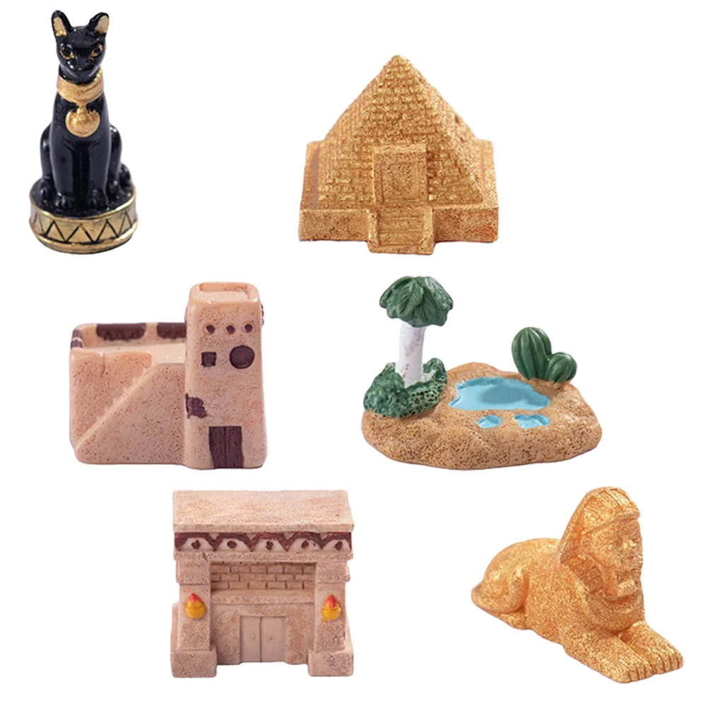 

6 Pcs Micro Landscape Egyptian Statue Ancient Soldier Figurines Resin Crafts Decor