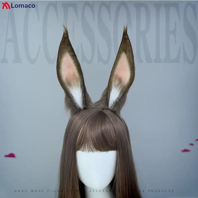 New Furry Plush Foldable Bunny Fox Ears Headband Realistic Animal Wolf Headwear Lolita Anime Decor Cosplay Halloween Accessories