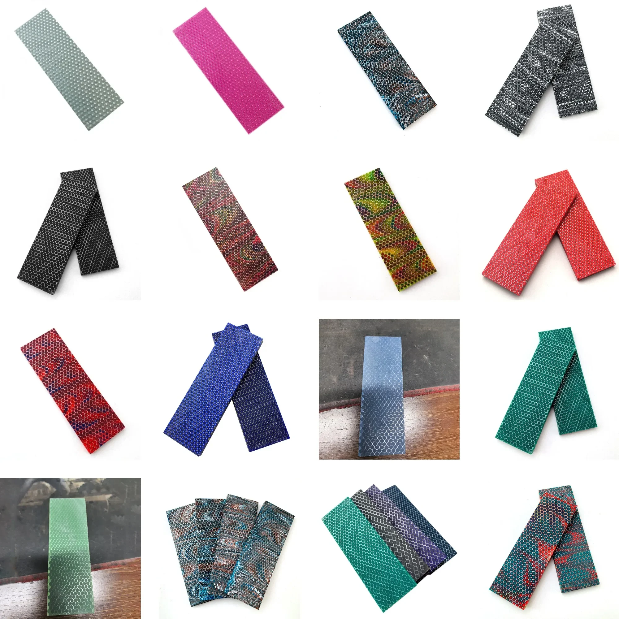 120×40×8mm Honeycomb Resin Board, Snake Skin Pattern DIY Knife Handle Blank, Outdoor Knife Making Accessory