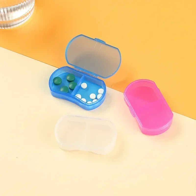 1PCS Pill Medicine Box Portable Drug Box Tablet Splitter Holder Storage Organizer Container Case Pillbox 2-Grids Mini Dispenser