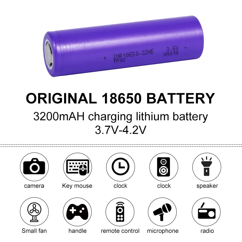 New 18650 battery 3.7V lithium battery 3200mAh Rechargeable Battery for Flashlight Toys Power tools Power bank Portable fan