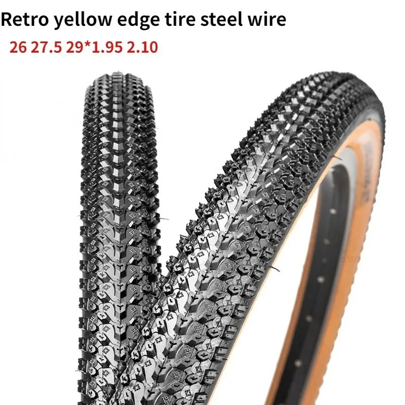 MTB bicycle tire 26 27.5 29*1.95 2.10 Retro yellow border anti puncture 30TPI 60TPI gravel cycling tires wire typ