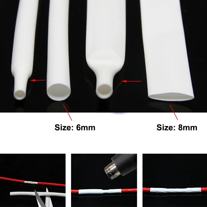 1/5/10M White 2:1 Heat Shrink Tube Dia. 0.6mm ~ 80mm Wire Repair DIY Cable Protector Tubing  Heat Shrinkable Sheath Wrap Case