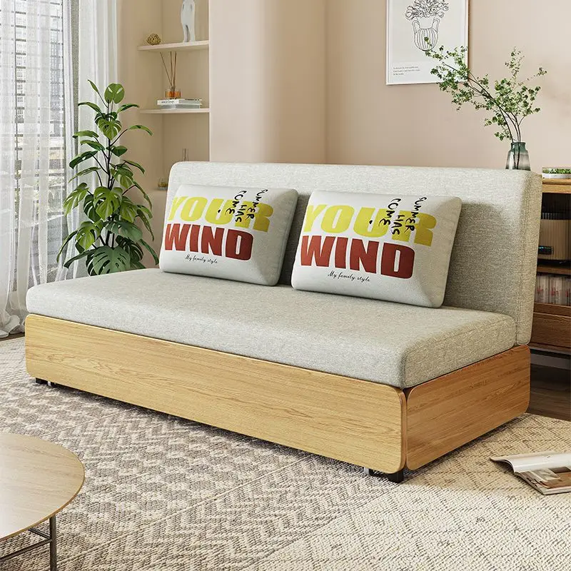 Foldable sofa bed, multifunctional dual-use living room, armless, small apartment balcony pull-out bed