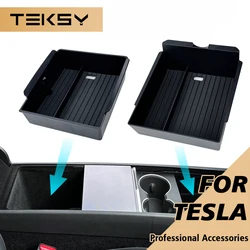 Per Tesla Model 3 Highland 2024 Console centrale Custodia per occhiali Custodia per bracciolo Scatola di immagazzinaggio Tappetino antiscivolo in silicone superiore e inferiore