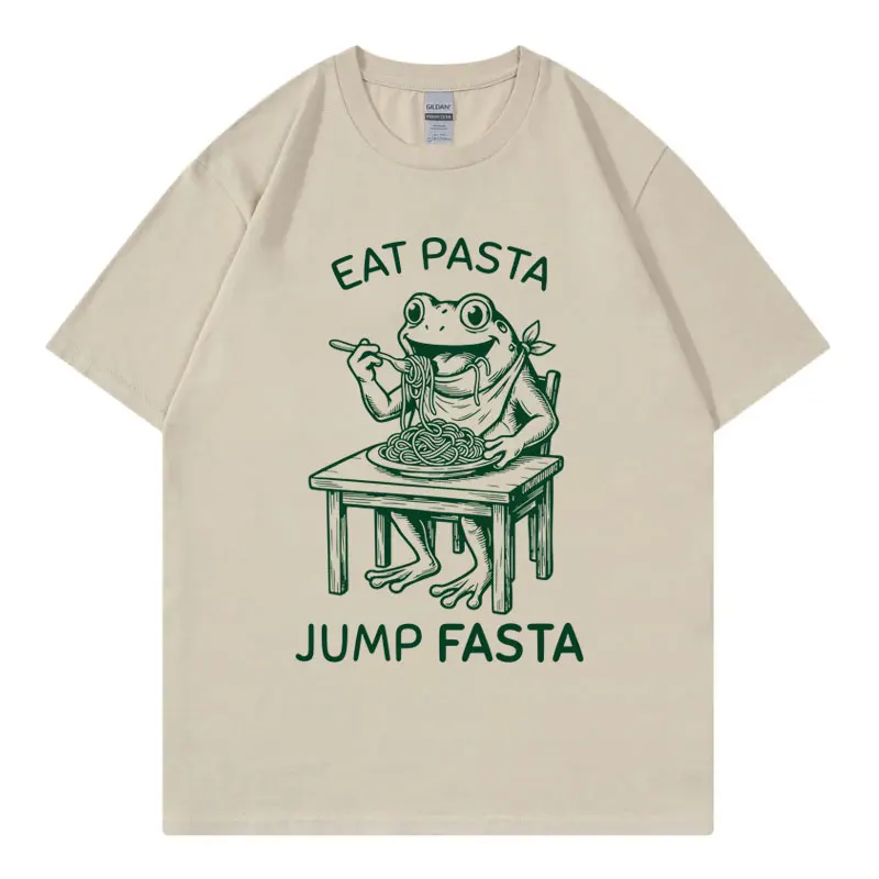 Eat Pasta Jump Fasta Funny Fitness Frog T-shirt Men Women Fashion Vintage Short Sleeve T Shirt Summer Casual 100%cotton T-shirts