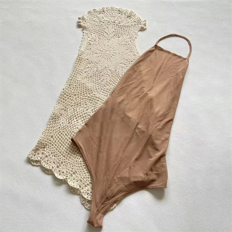 Chaleco de mujer 2026 primavera nuevo elástico ajustado sin mangas top puro algodón tejido hueco camiseta sin mangas Sexy espalda descubierta corsé camiseta