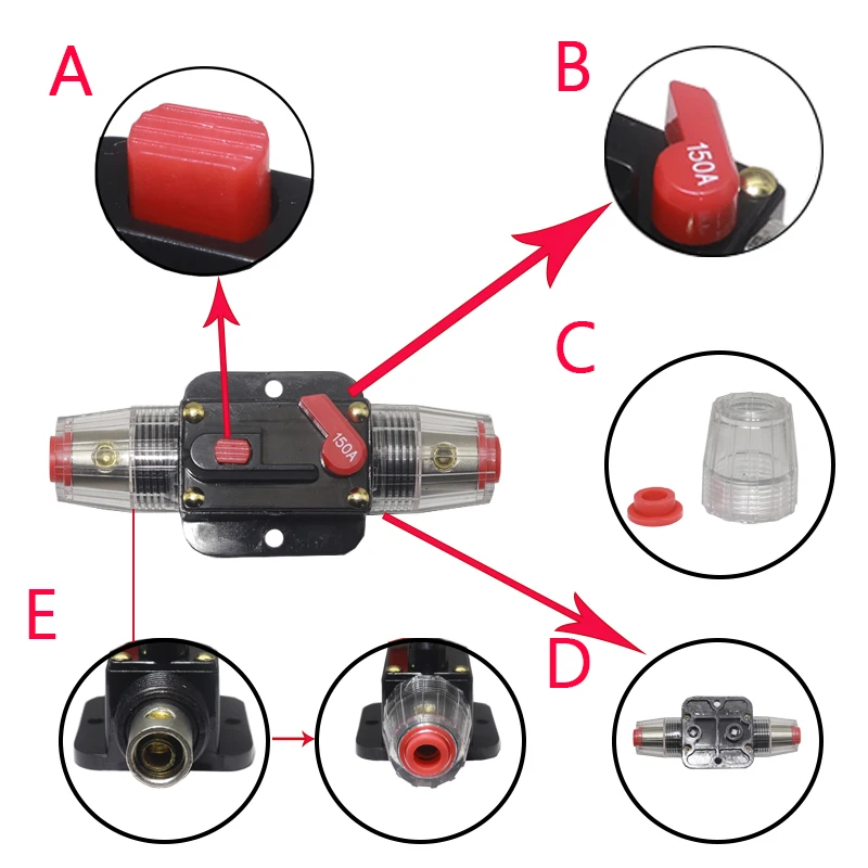 24V 12V 60A/100A Fuse Automatic Reset Audio Stereo Amplifier Fuses Overload Protection Adapter Auto Accessorie