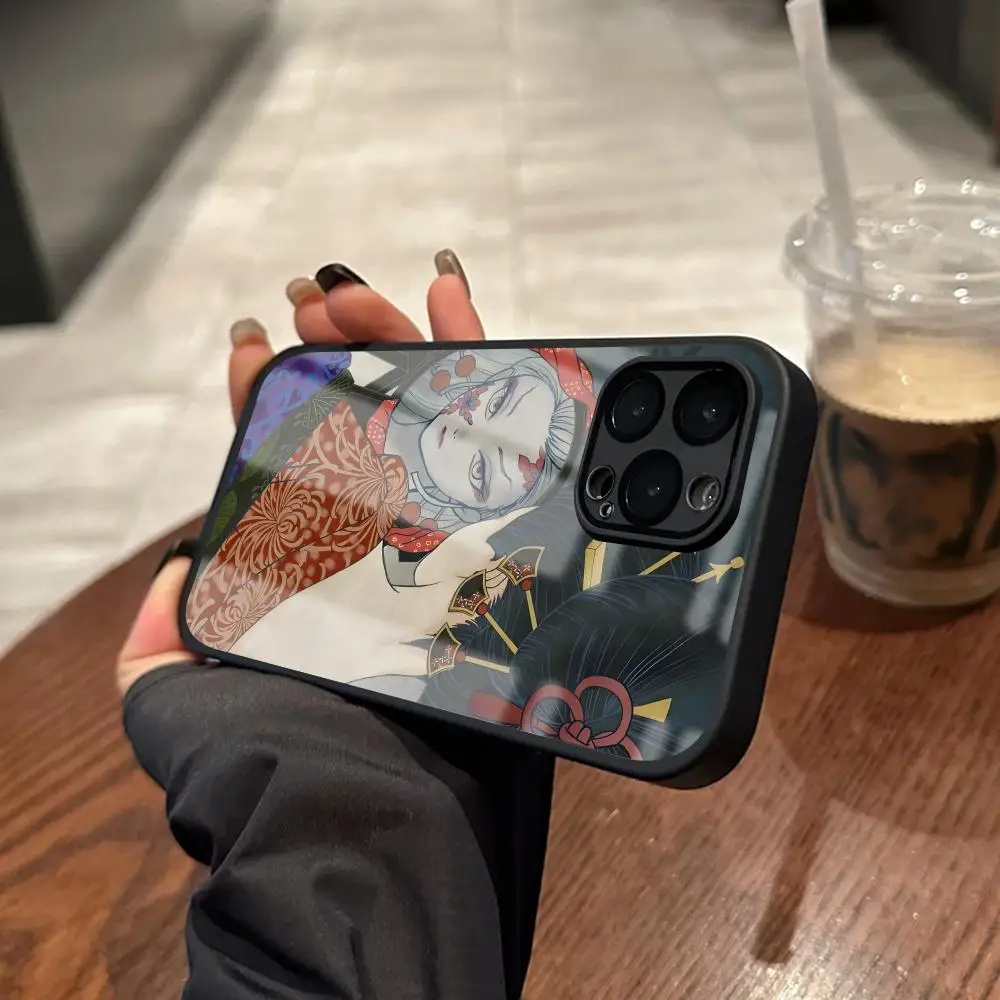 Funda de Teléfono con Diseño de Mujer Japonesa para iPhone 17 16 15 14 13 12 11 X XR XS 8 Plus Mini Pro Max, Funda Magnética de Vidrio