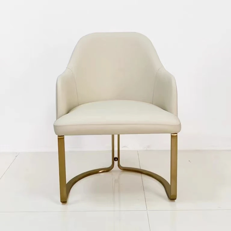 

Light Luxury Single Dining Chair Metal Stainless Steel Model Room Negotiation Chair Simple Modern Household Backrest Super Reloc