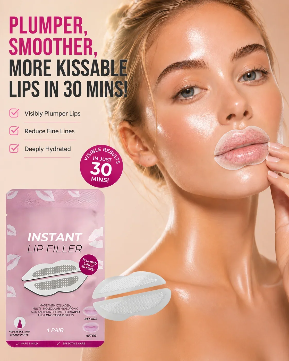 Lip Microneedle Care Patches for Plumper‑Looking Lips Reduce Lip Lines Moisturizing Nourishing Hydrating Jelly Lip Treatment