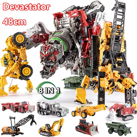 뜨거운 8 스타일 Devastator 변환 로봇 8 IN 1 블렌더 불도저 자동차 액션 피규어 ABS 변형 모델 장난감 소년 선물