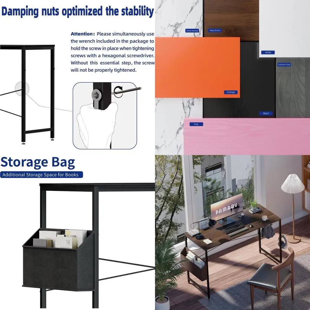 

Компактный письменный стол 47 Storage Desk для небольших помещений с подвесным крючком, для домашнего офиса и учебы