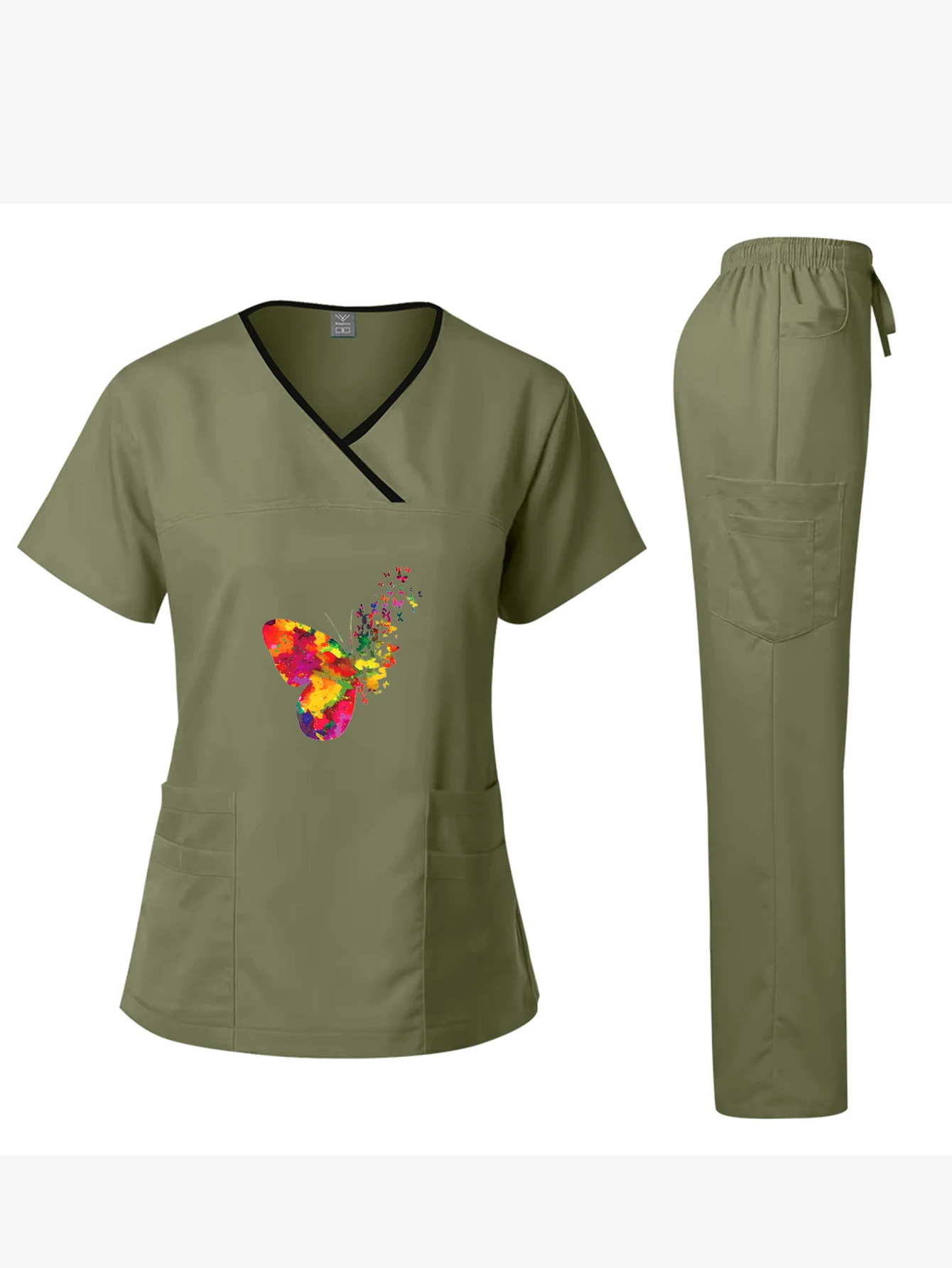 Conjunto de Uniforme Cirúrgico Personalizado para Mulheres com Manga Curta e Fenda, Essencial para Dentistas e Clínicas