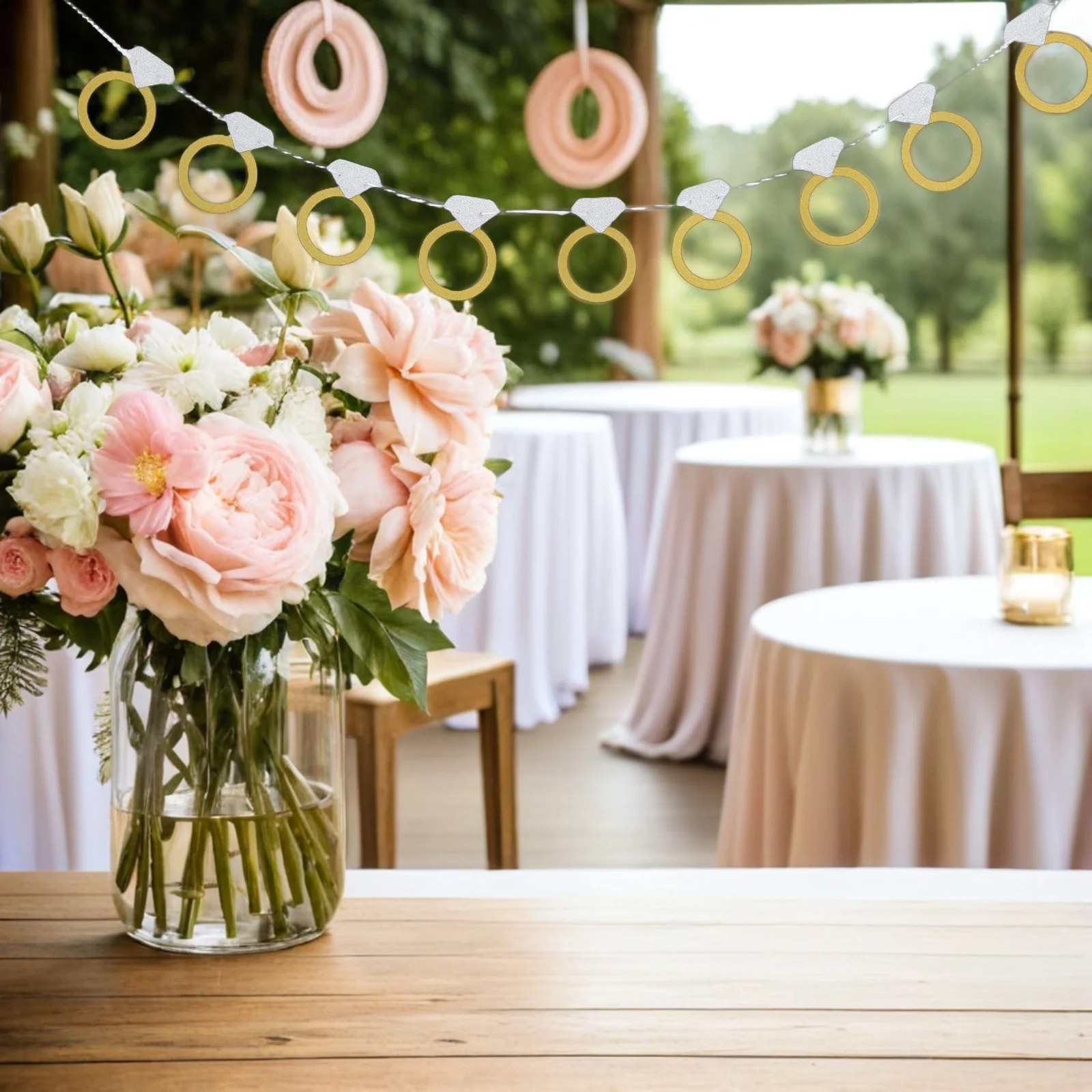 

Diamond Ring Banner Glittery Party Backdrop For Wedding Engagement Bridal Shower Bachelorette Celebration Decor Event