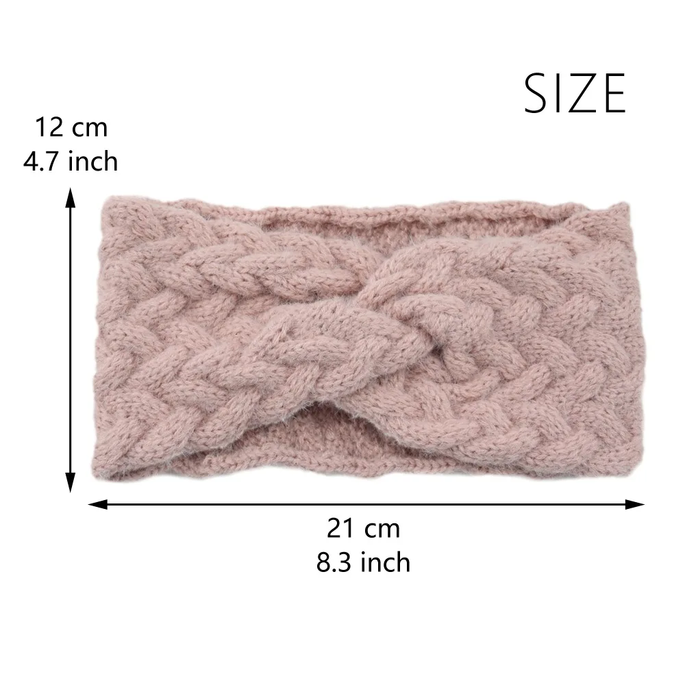 Twist cross-knitted headband to keep warm wool plush ear protection headband