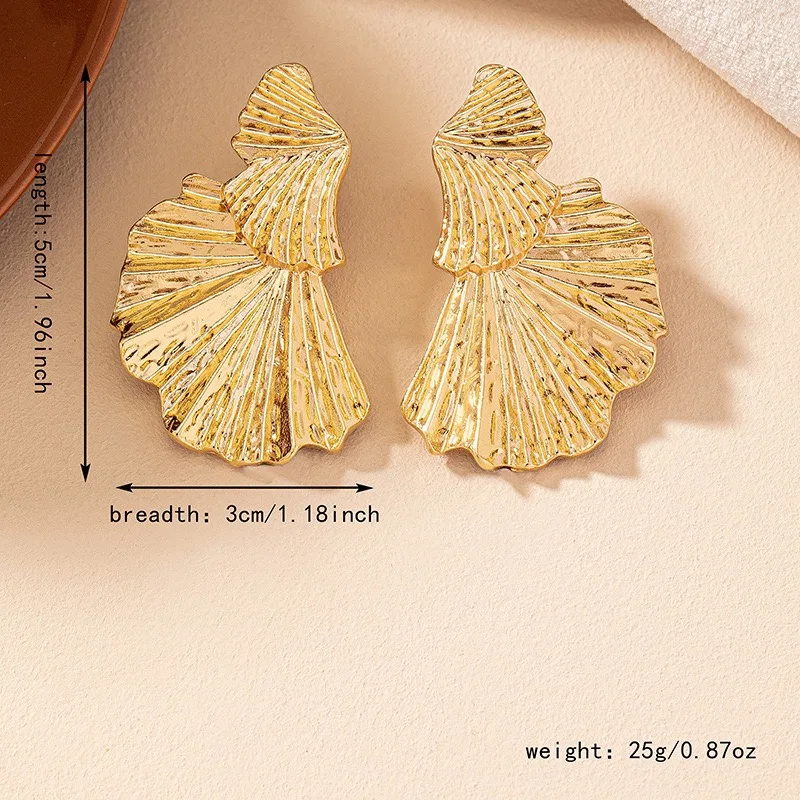 Geometric Ginkgo Minimalist Leaf Metal Stud Earrings For Women Holiday Party OL Gift Fashion Jewelry Ear Accessories CE149