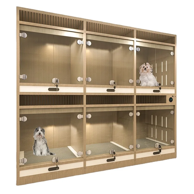 

Small Dog Bed Wood And Glass Pet Furniture With Animal Pattern For Little And Breeding Dogs Cage House
