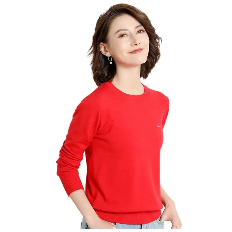 Hot brand Spring Casual Women Sweater Pullovers O-Neck Cashmere Solid Harmont Long Sleeve Embroidery Soft Blaine Sweaters