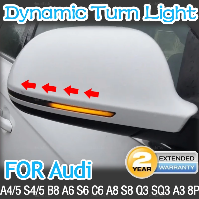 Dynamic Blinker Mirror Light for Audi A4 A5 S4 S5 B8 A6 S6 C6 A8 S8 Q3 SQ3 A3 8P A 4 5 6 8 Sline LED Turn Signal Side Indicator