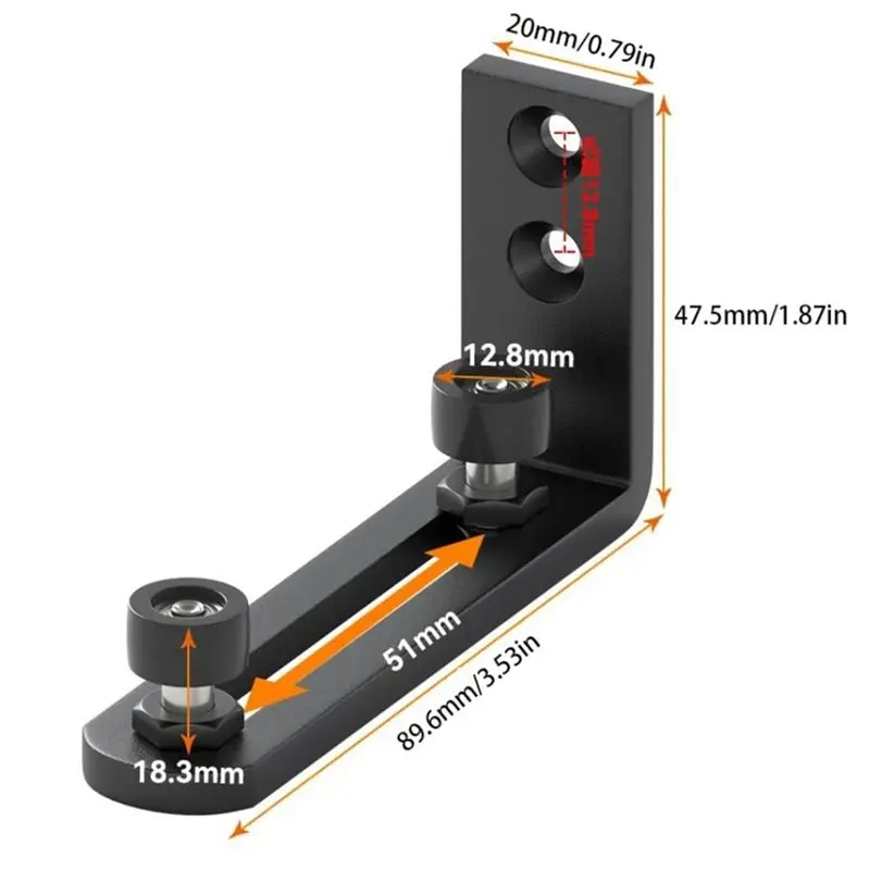 ABKY-Guía de suelo para puerta de Granero montada en la pared, doble rueda, fácil instalación, tope oscilante para puerta de Granero, acero al carbono ajustable