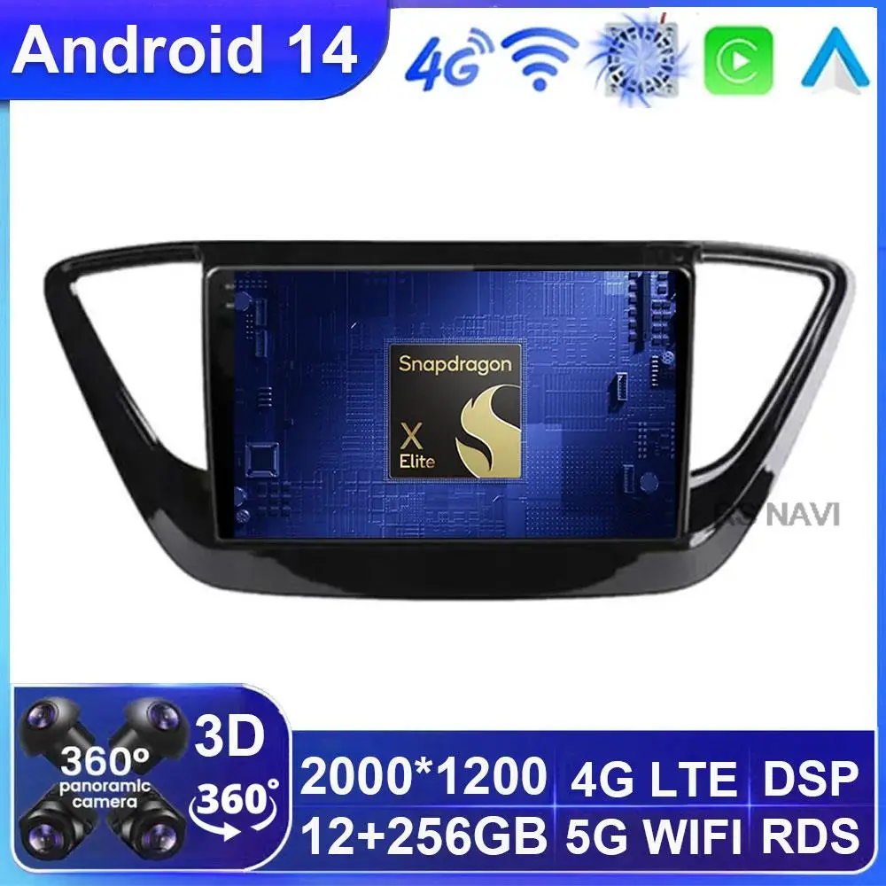 

Android 14 For Hyundai Solaris 2 Verna 2016 - 2020 Navigation GPS Player Multimedia Car Radio Video No 2din 5G Head Unit Auto BT