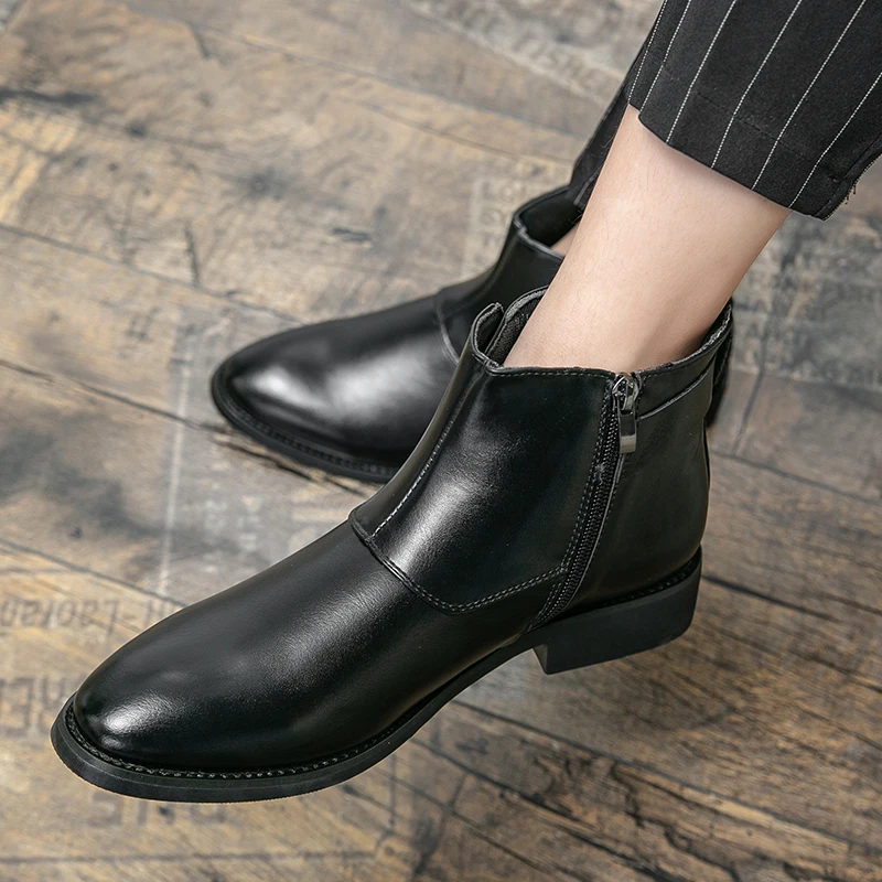 

Spring and Autumn Large Chelsea Boots with Side Zipper Rubbing Color Business Formal Commuter Simple Casual Trendy Boots