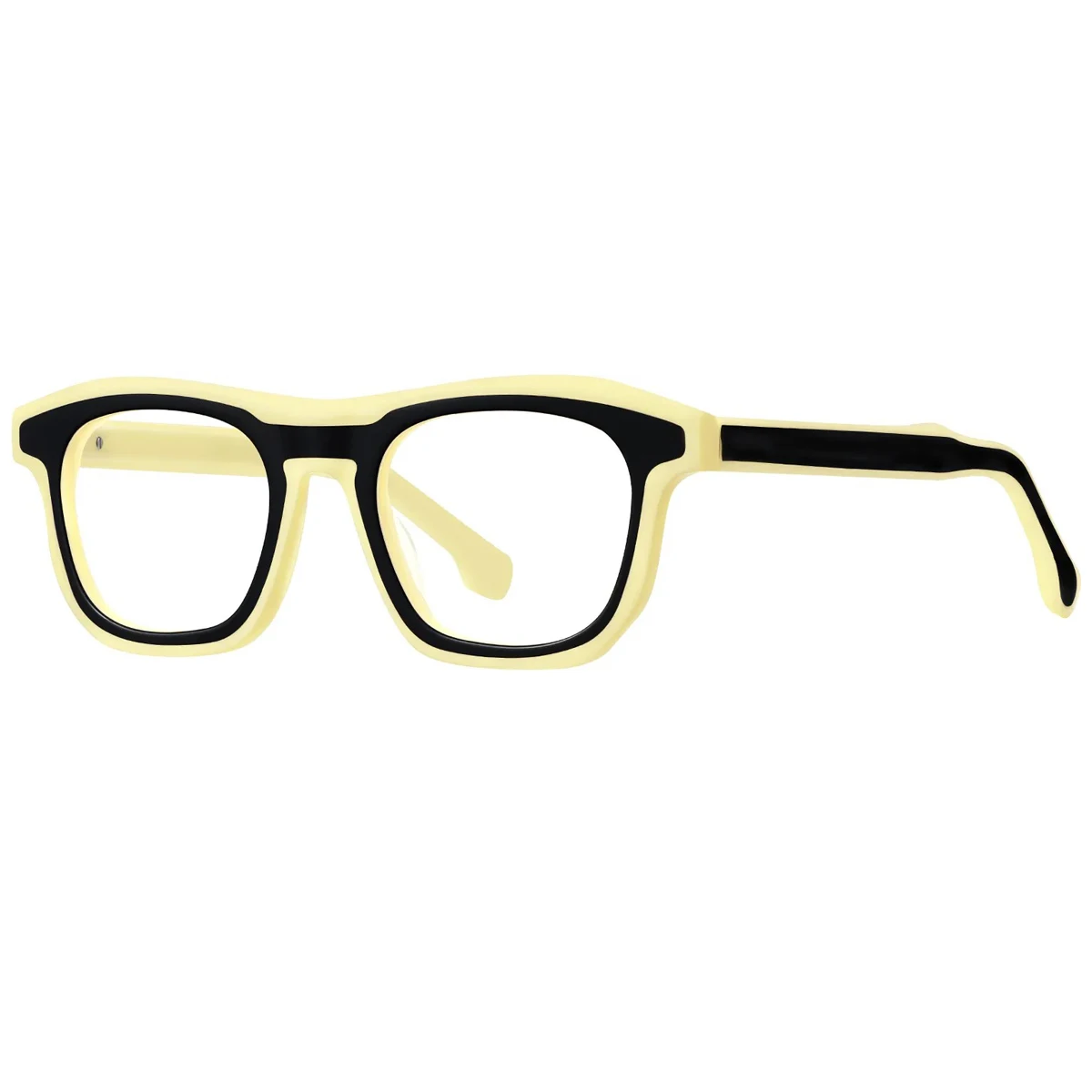 FYTOO Retro Vibrant Black Brown White Color Block Square Round Glasses Classic Stylish, Fits Daily Retro Outfits Durable Acetate