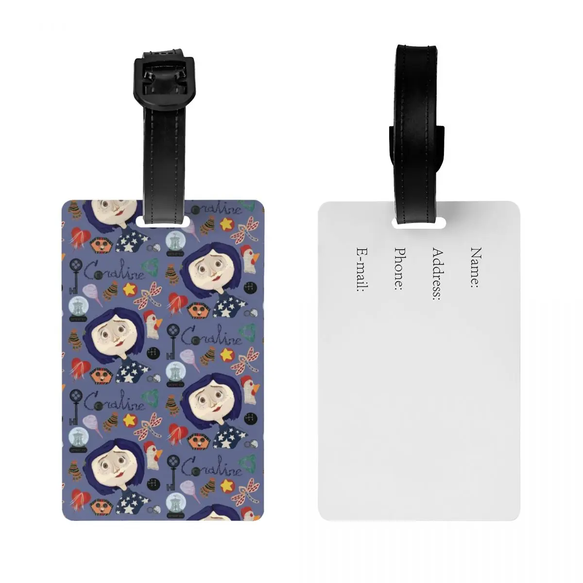 Custom Halloween Horror Film Coraline Luggage Tag Privacy Protection Baggage Tags Travel Bag Labels Suitcase