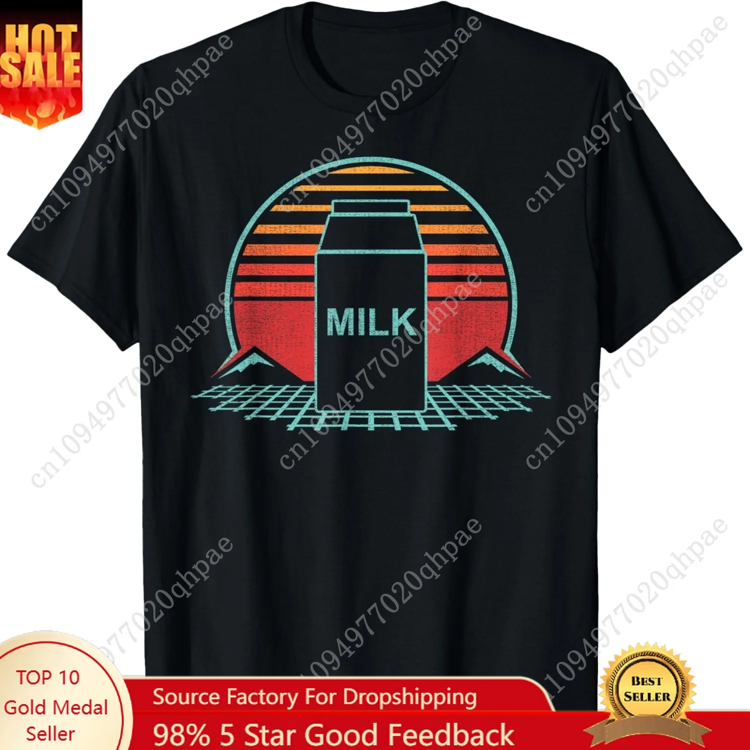 

Milk Carton Retro Dairy Lover Vintage 80s Style Gift T-Shirt
