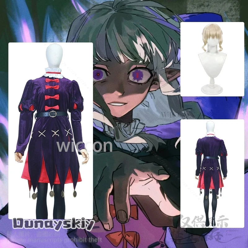 

Anime Delicious In Dungeon Cosplay Thistle Costume Magician Deep Purple Uniform Gothic Lolita Y2K Punk Dress Halloween Outfit