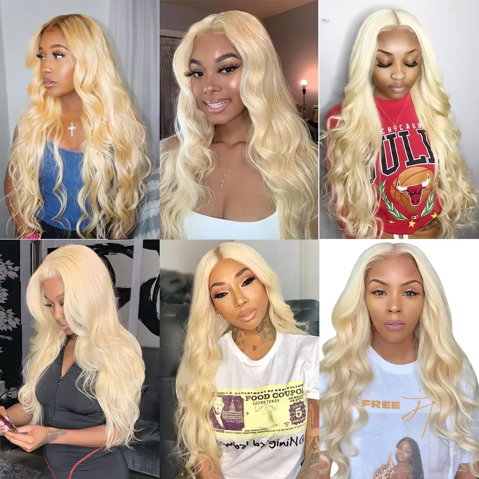 Bundles brésiliens de vague de corps de cheveux humains pour les femmes, 613 blond, vierge, extensions de cheveux, 4 faisceaux, 613