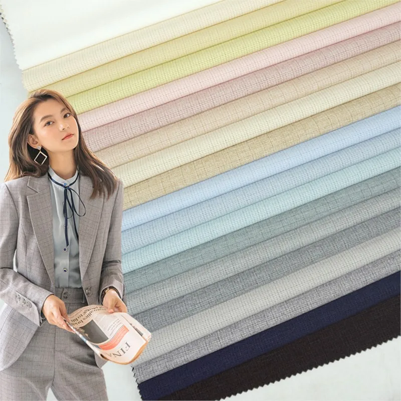 

Suit Fashion Cloth Polyester Stretch Yarn-Dyed Invisible Checked Uniform Overalls Pants Fabric