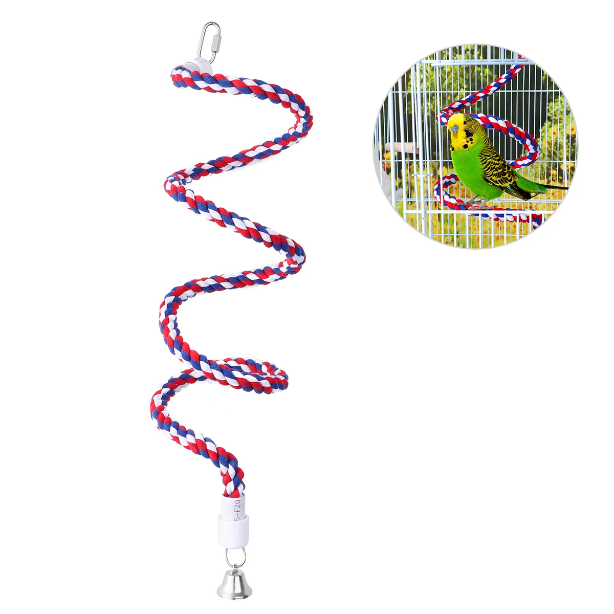 

UEETEK Colorful Cotton Rope Swing Perch Bird Chew Toys for Parrot Pet Training swing rope for birds parrot swing perch