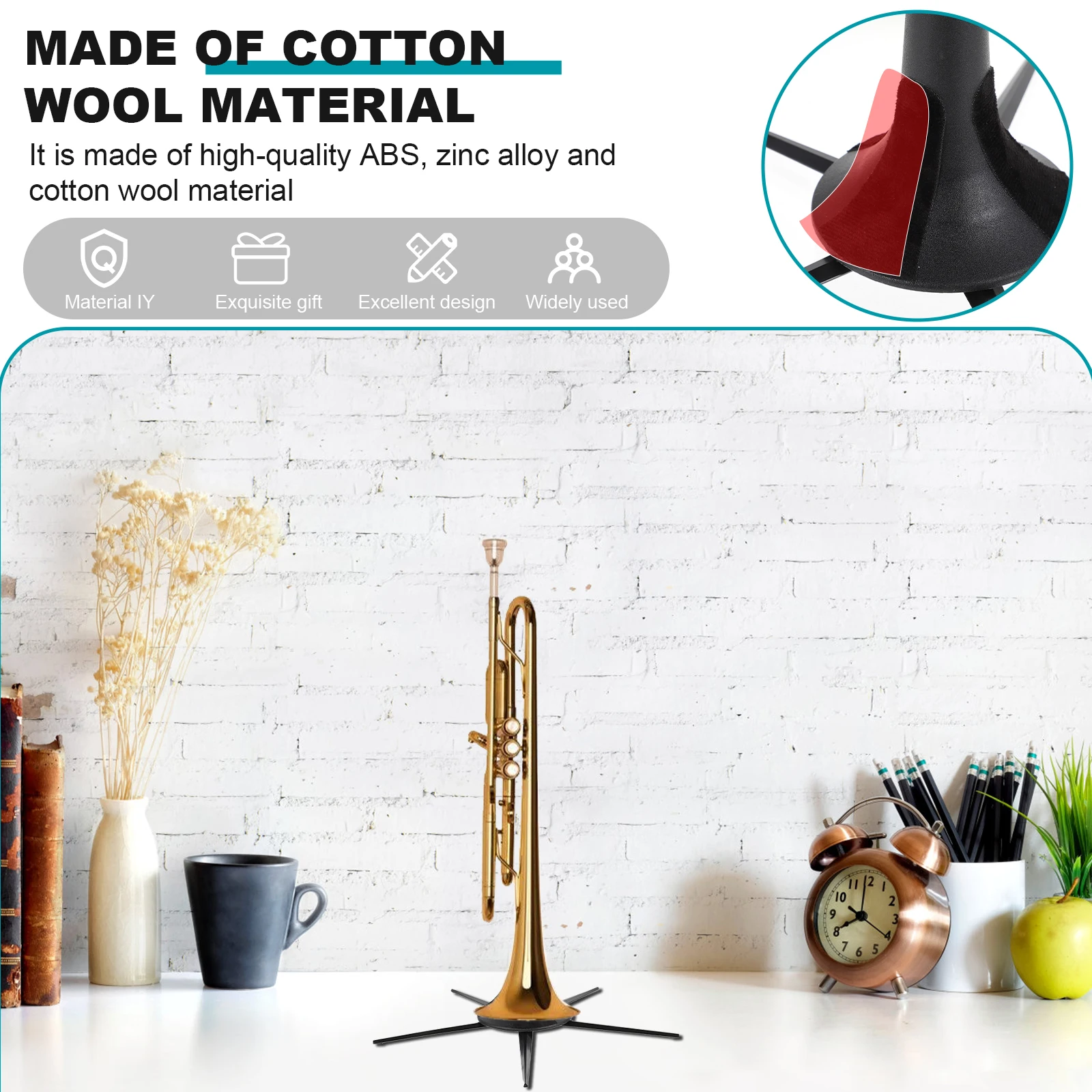 

Folding 5 Leg St for Trumpet Flugelhorn Holder Black Detachable Rack ABS Zinc Alloy Long Use Easy Storage Stable Practical