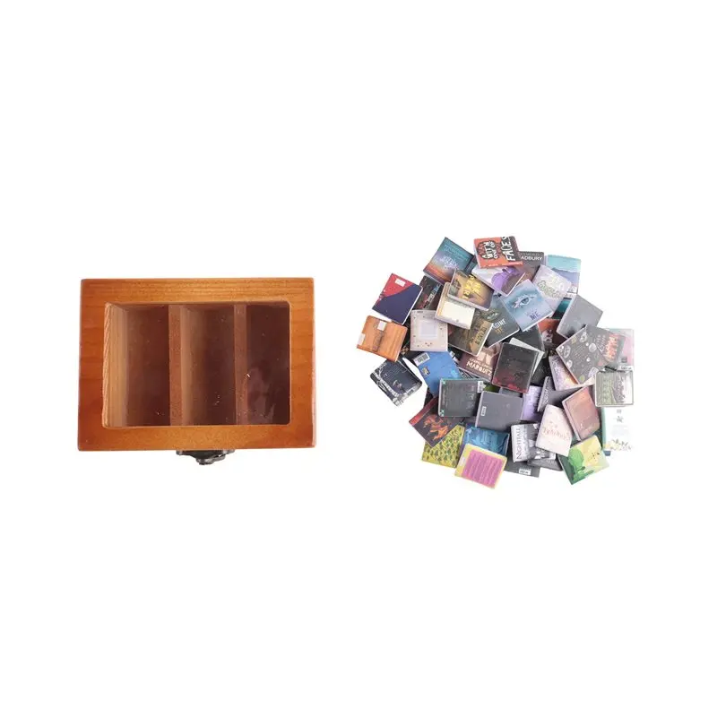 SEWS-Anxiety Bookshelf Mini Bookshelf Ornament Miniature Bookshelf Shake Away Your Anxiety Book Library With 60Pcs Mini Books