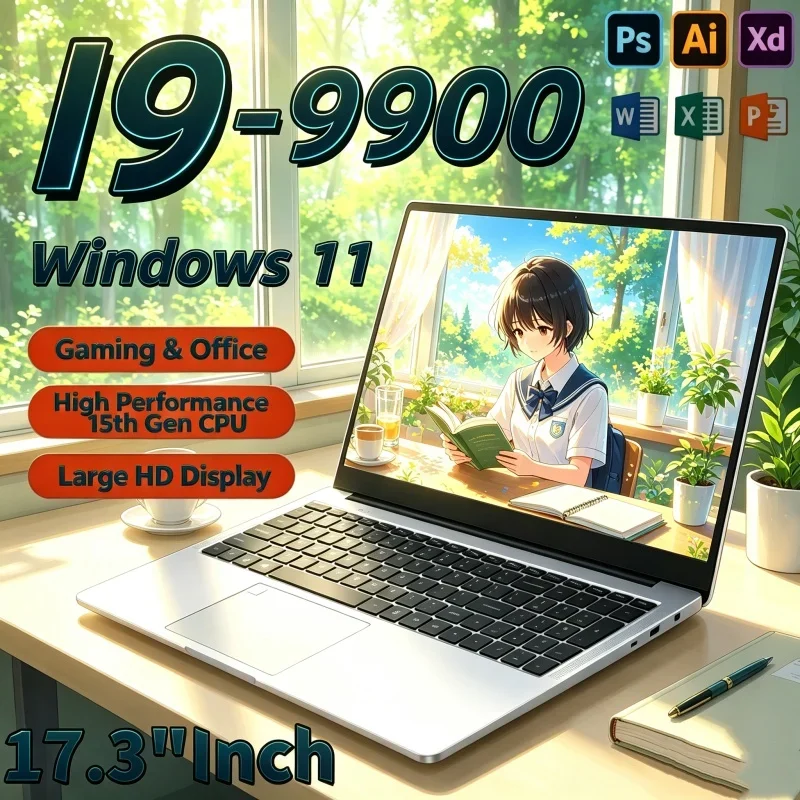 Agile 17.3 Inch Laptop Intel Core I9‑9900 Windows 11 32GB DDR4 M.2 2TB SSD Ultrabook Computer