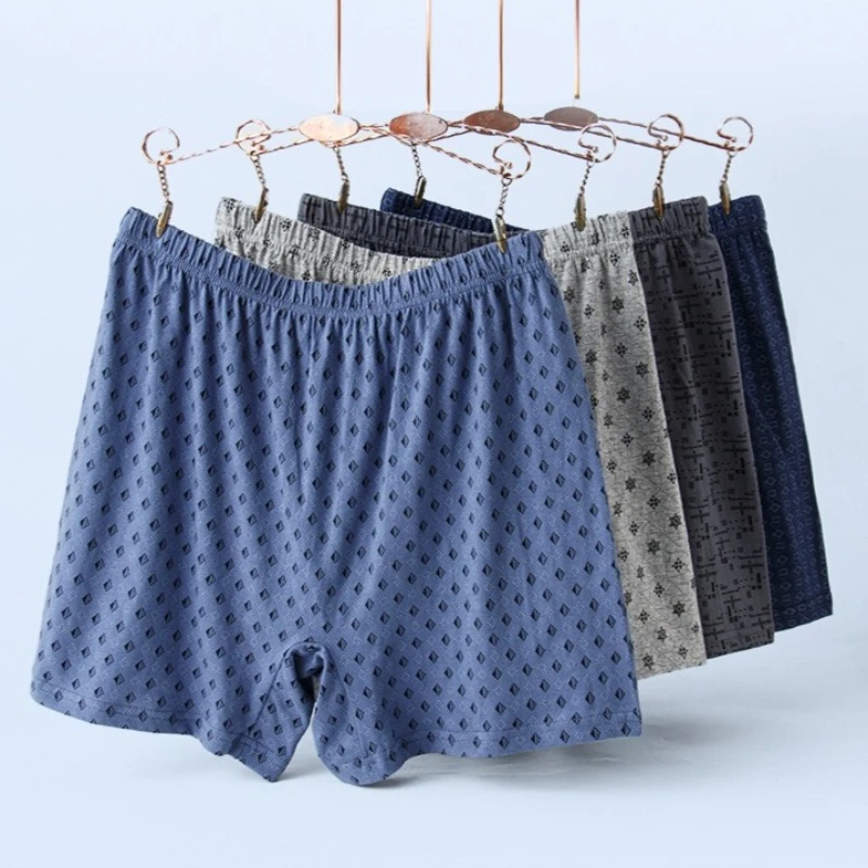 

Свободные удобные боксеры, хлопковые мужские трусы для мужчин среднего возраста, пожилые мужские трусы-боксеры с высокой талией и принтом, нижнее белье больших размеров 40-120 кг