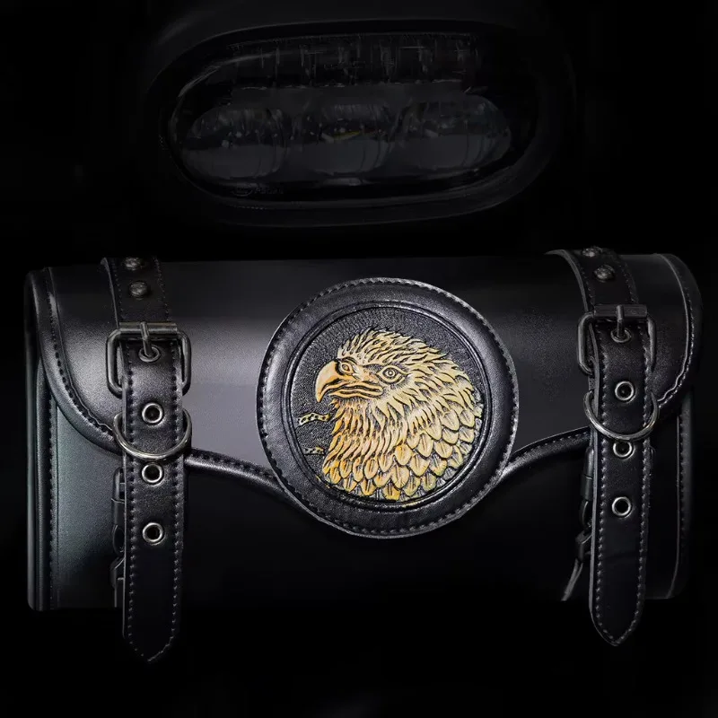 HOT Motorcycle Front Fork Retro Tool Bag Waterproof PU Leather Saddlebag for Storage Needs Daily Commute Handlebar Storage