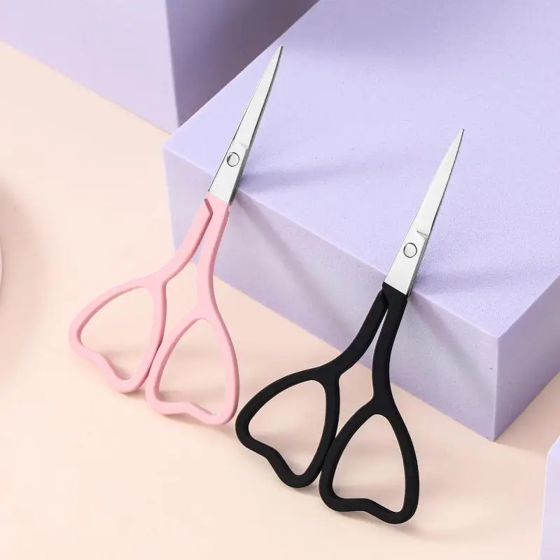 Eyebrow Trimmer Scissors Heart Shape Non-Slip Finger Grip Brow Scissors Eyebrow Razors For Men And Women Makeup Tool