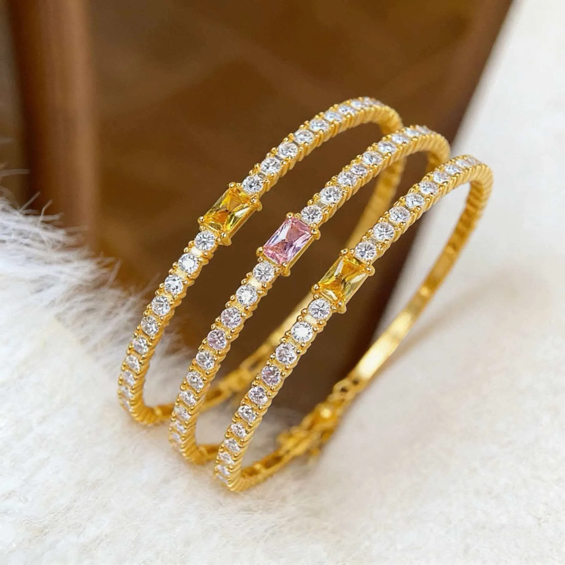 9999 24K pure gold women's high-end gold diamond bracelet retro women's gold diamond jewelry gift