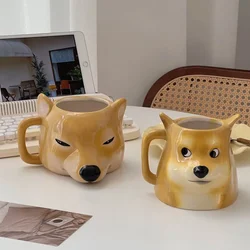 Mug Funny Shiba Inu Water Cup Cute Cartoon Doll Printed Ceramic Cup Kawaii Breakfast Milk Cup Office Coffee Mug Kids Gift